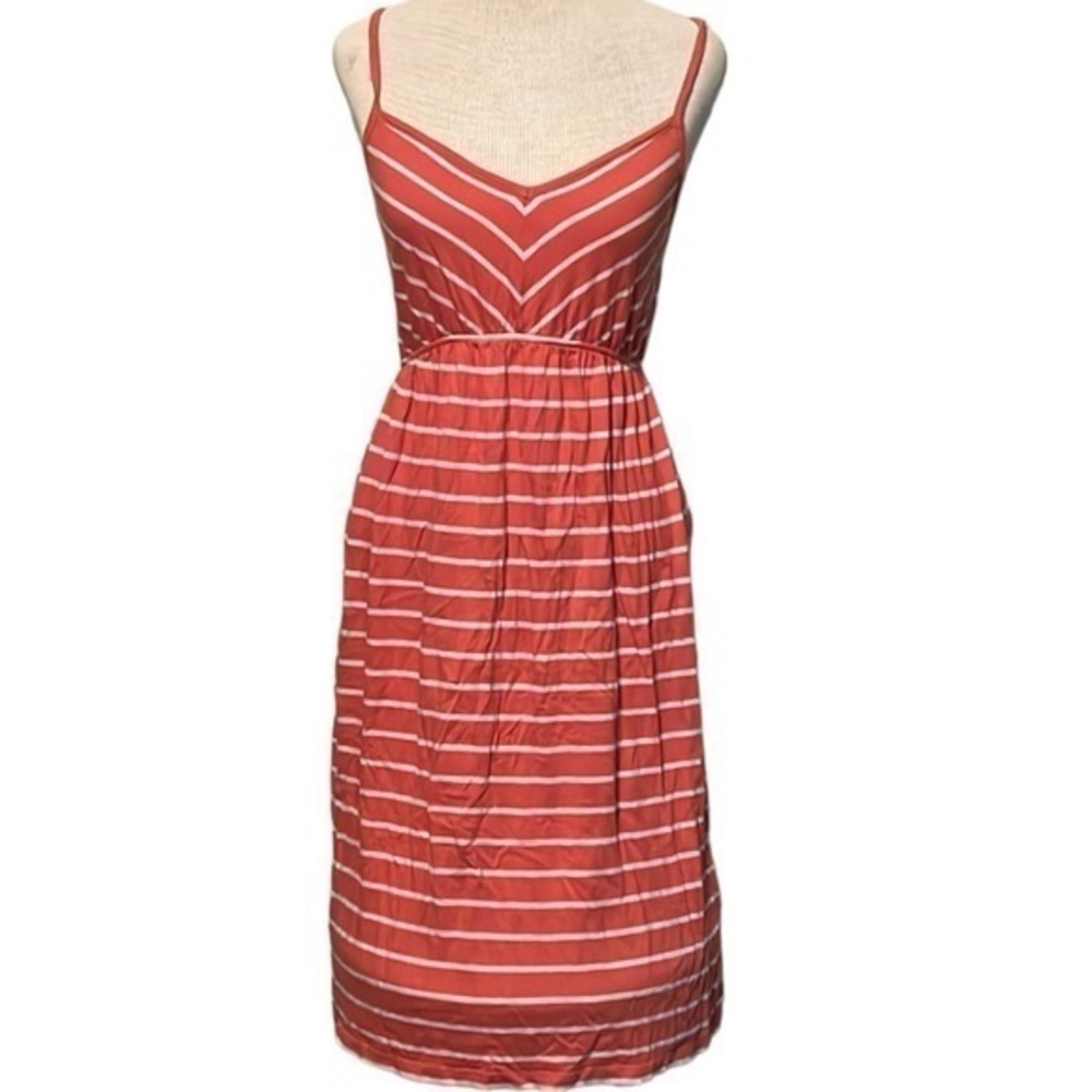 Motherhood maternity spaghetti strap striped dress, v neck size small